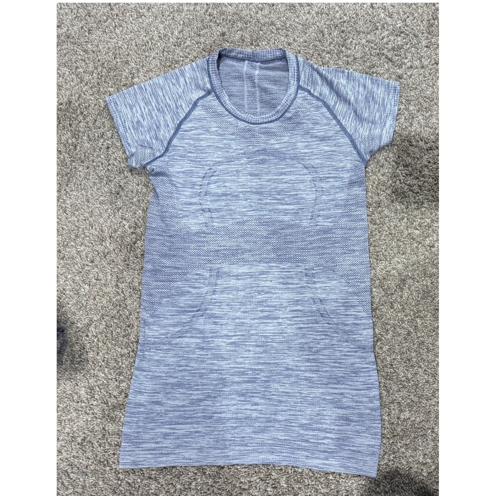 Lululemon Swiftly Tech Short Sleeve 2.0 Blue White Space Dye Running Shirt Sz. 6